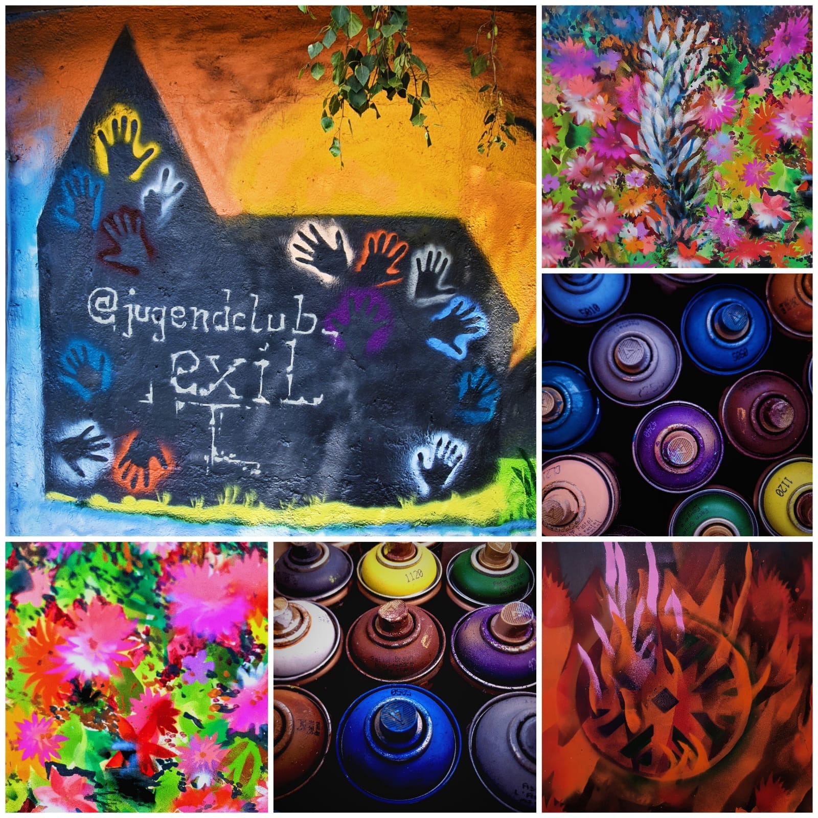 Die verschiedenen Graffiti-Bilder der ersten Projektwoche.